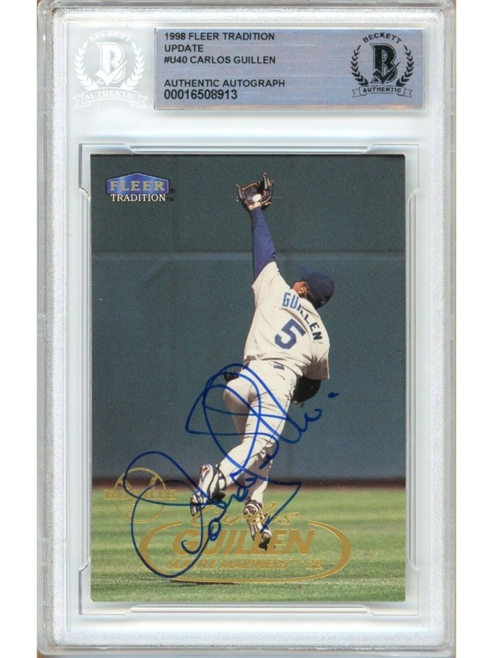 Carlos Guillen Signed 1998 Fleer Tradition Update #U40 Mariners BAS Slabbed